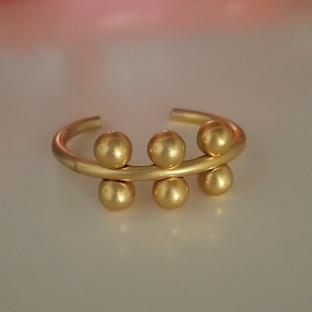 New Madewell Sculptural Gold Thick Brass Spheres Cuff Globe Bracelet Boho Art